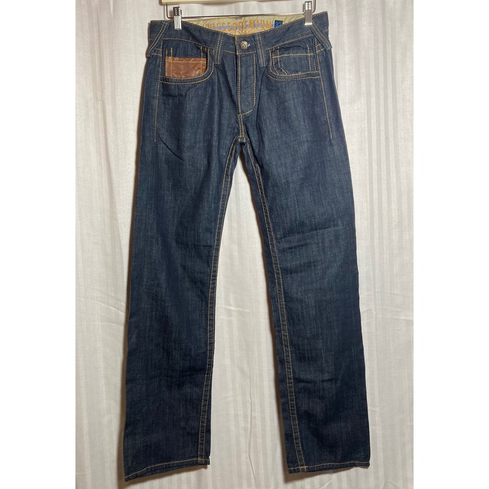 Guess Premium Pasadena Straight Leg Jeans Mens 32 Dark Wash Indigo Streetwear - Picture 1 of 9